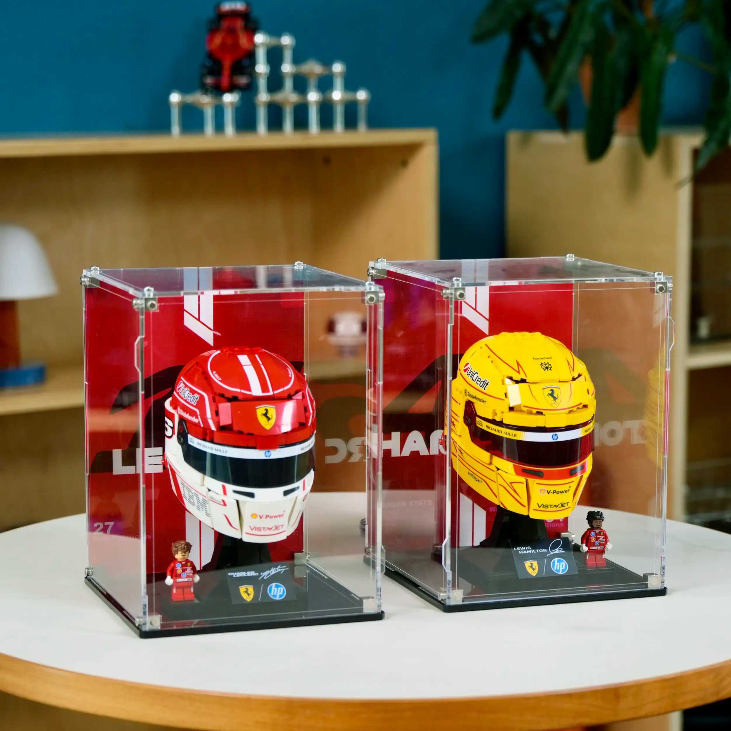Wall mounted Display Case For LEGO® Editions F1 helmets