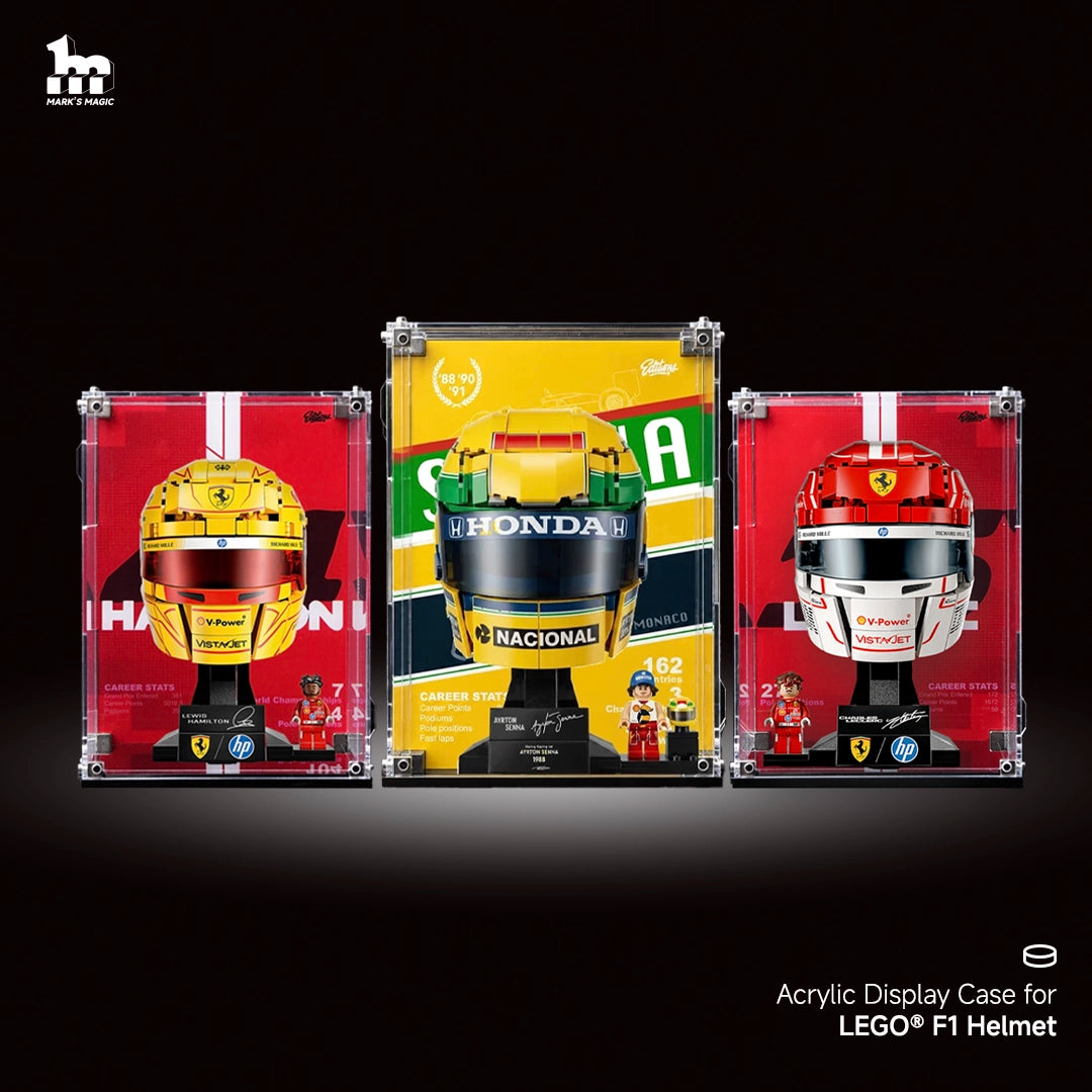 Wall mounted Display Case For LEGO® Editions F1 helmets