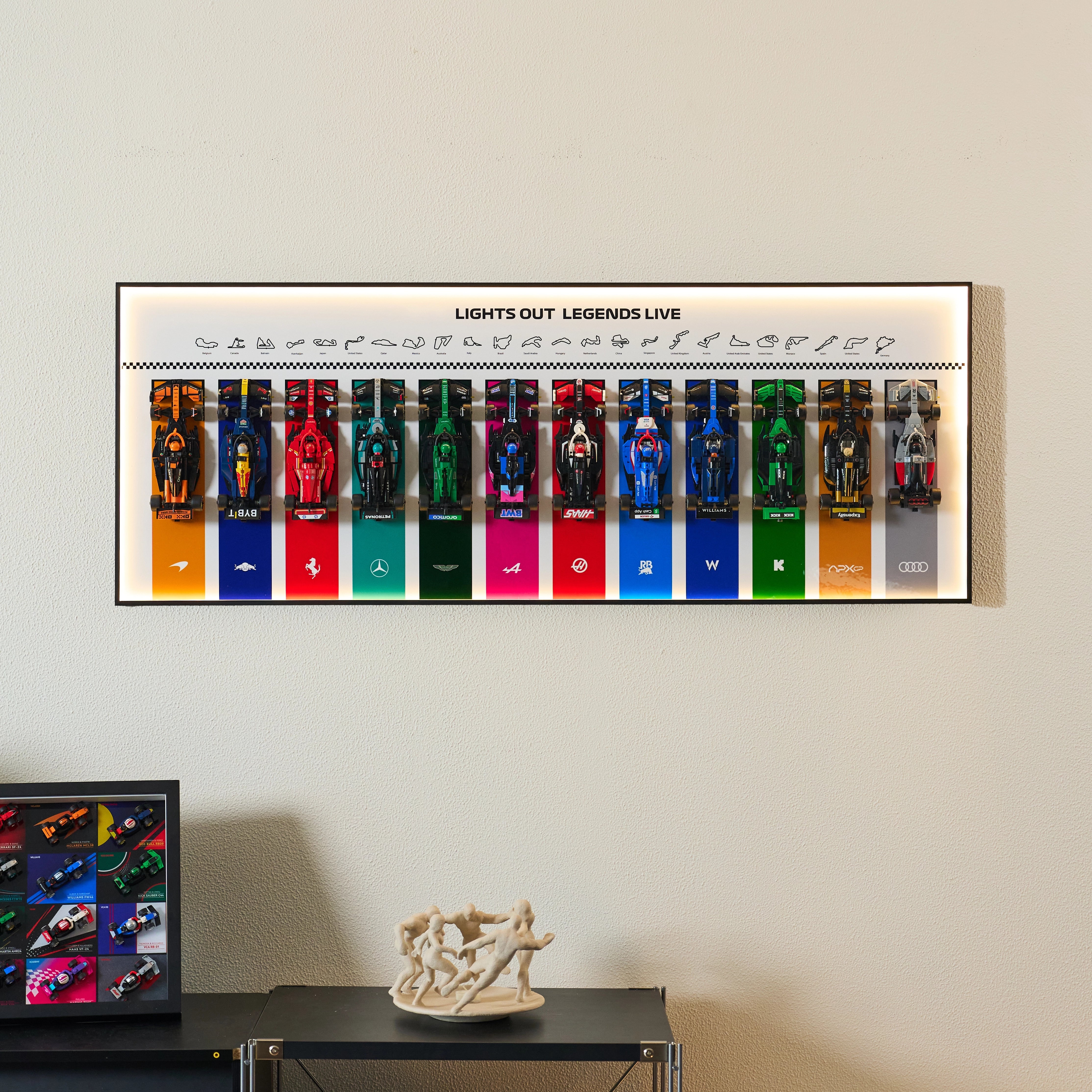 Wanddisplay-Rahmen für 12 LEGO® F1®-Speed-Champions-F1-Rennwagen