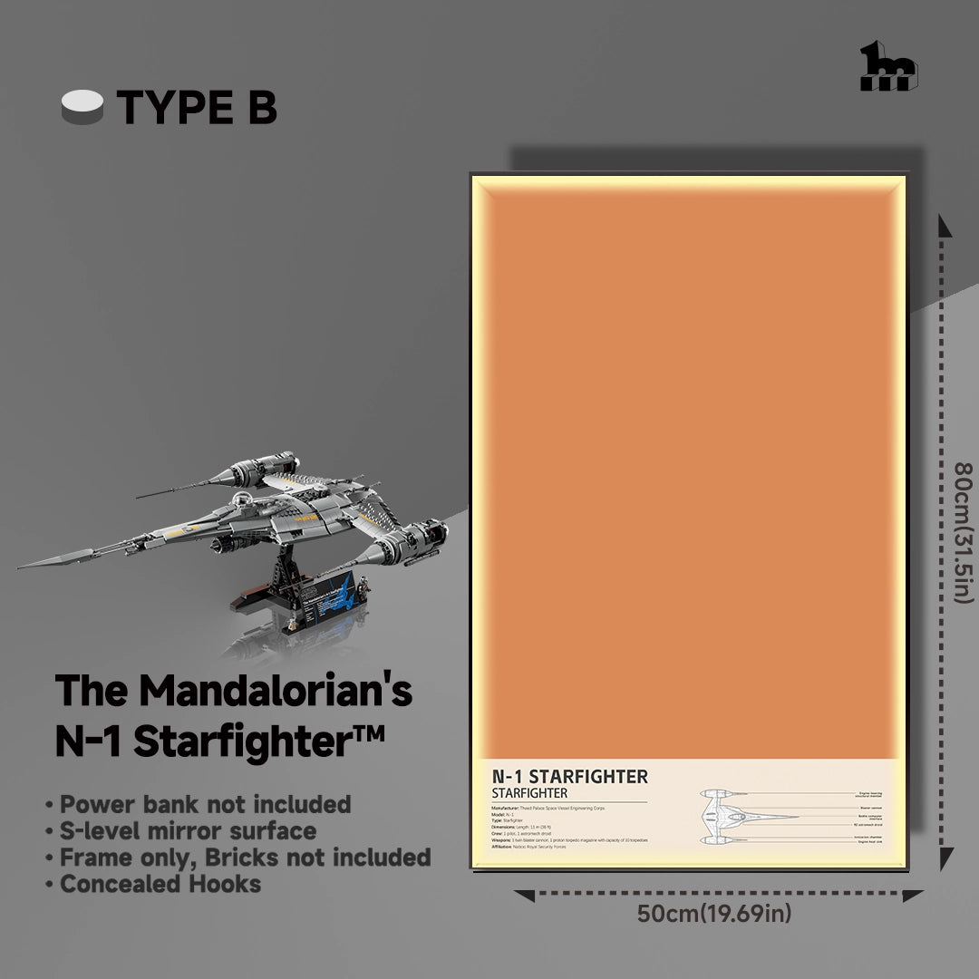 Wall Display frame for LEGO® STAR WARS™ 75442 The Mandalorian's N1 Starfighter™