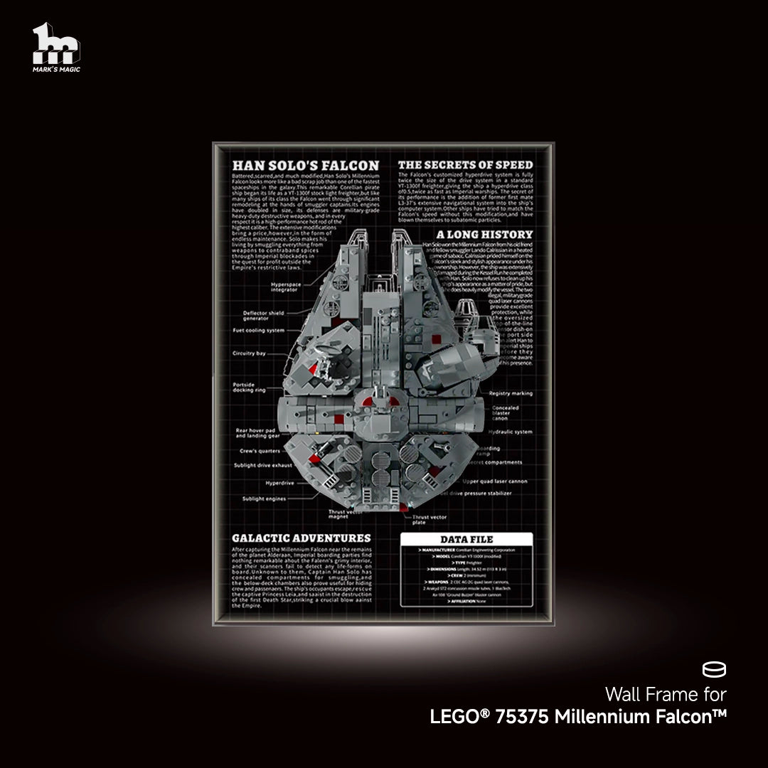 Wall Display frame for LEGO® Star Wars™ 75375 Millennium Falcon™