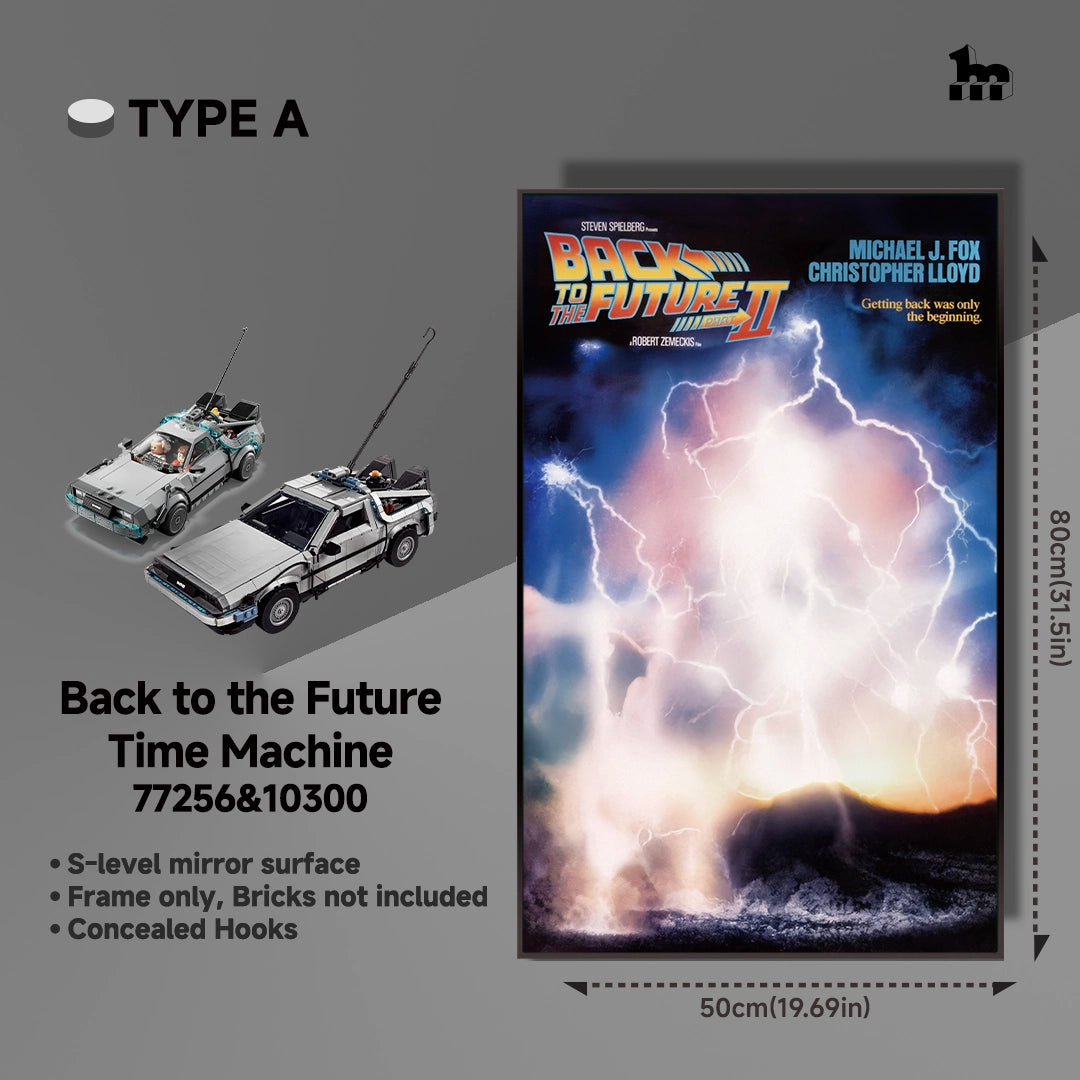 Cadre d'exposition mural pour LEGO® ICONS™ 10300 Retour vers le futur Time Machine