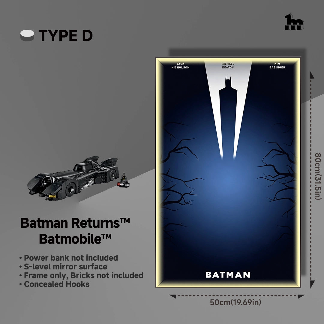 Cadre d’exposition mural pour le set LEGO Batman 76355 « Retour de la Batmobile »