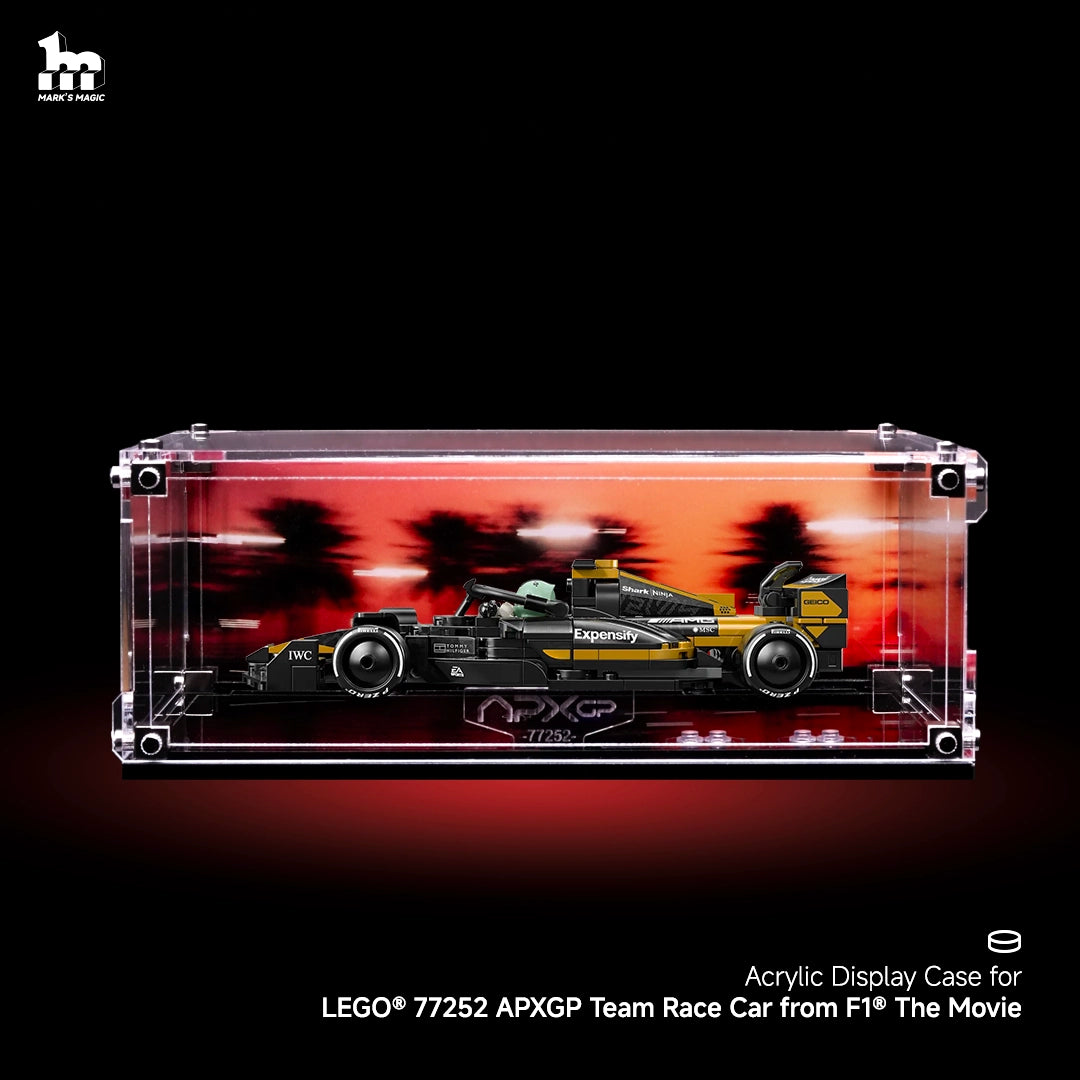 Display case for LEGO® 77252 APXGP Team Race Car from F1® The Movie