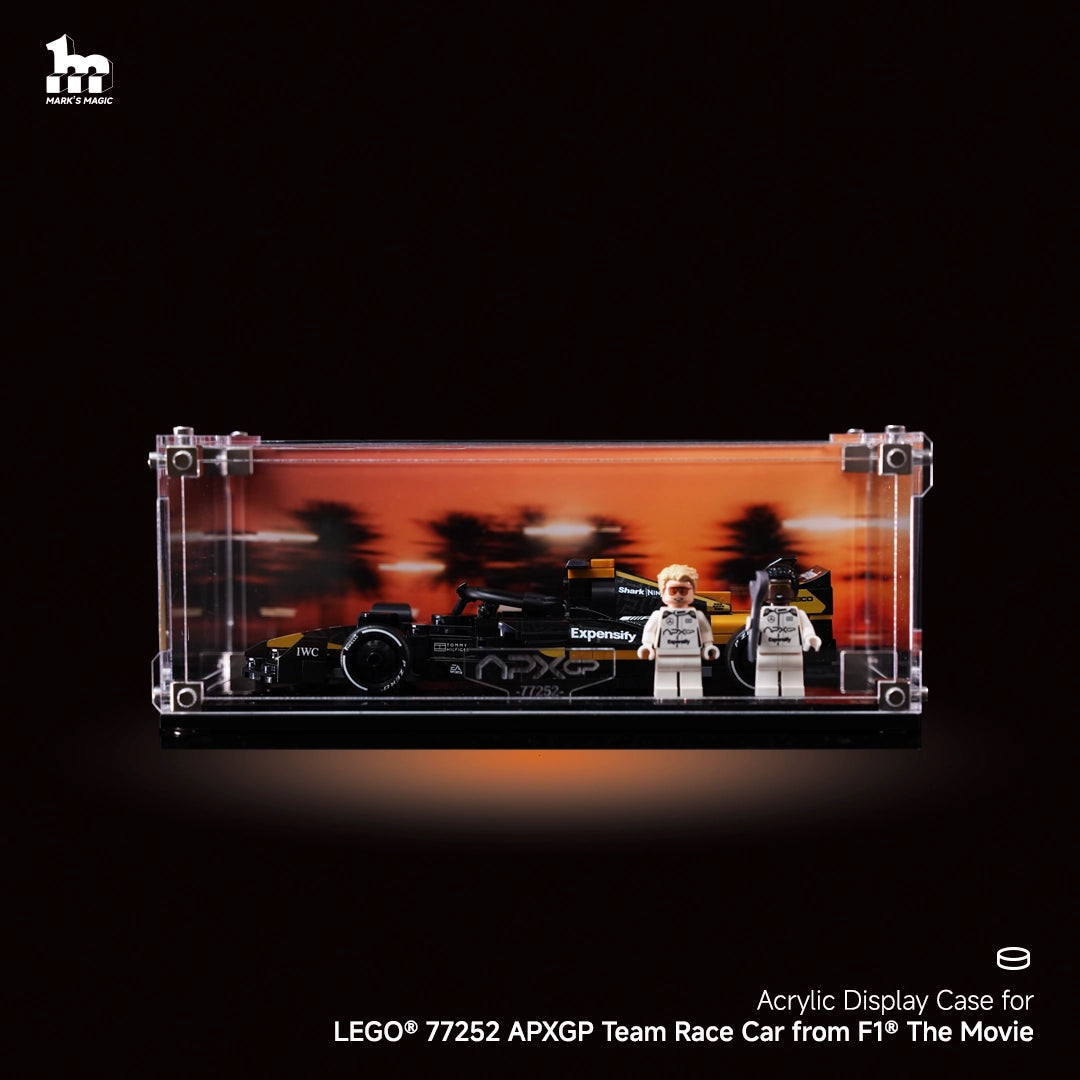 Display case for LEGO® 77252 APXGP Team Race Car from F1® The Movie