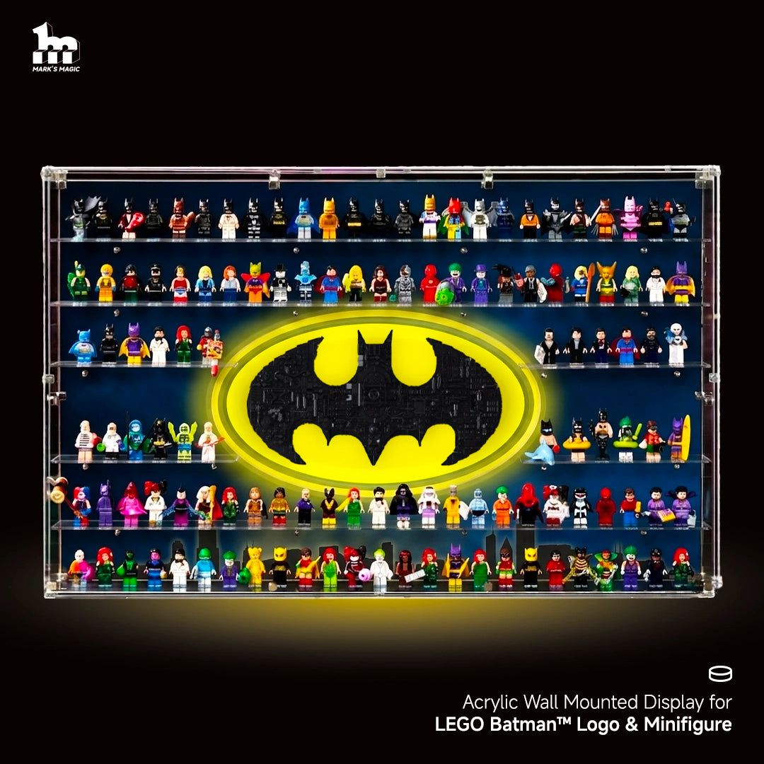 【PREMIUM】 Dust Proof Wall mounted Display Case for lego Batman Logo & Batman Minifigure