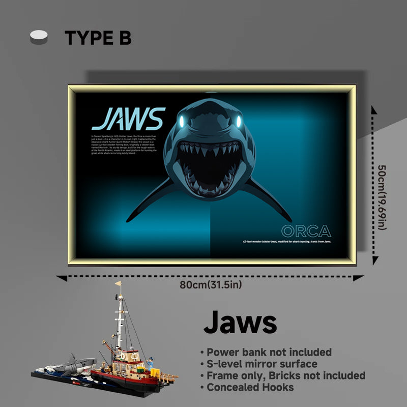 Acrylic Wall Mount Display frame for LEGO® IDEAS 21350 Jaws