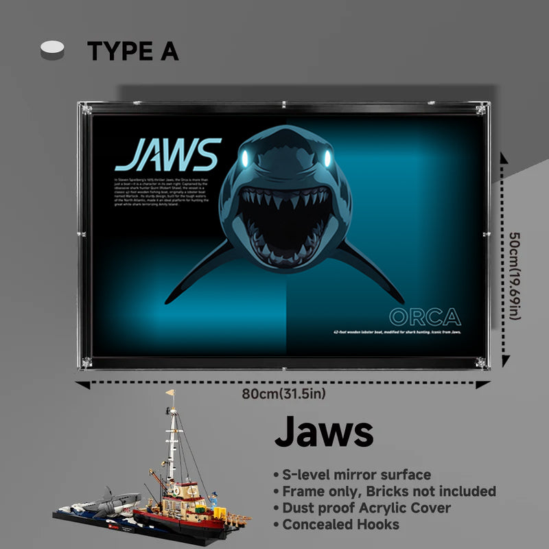 Acrylic Wall Mount Display frame for LEGO® IDEAS 21350 Jaws