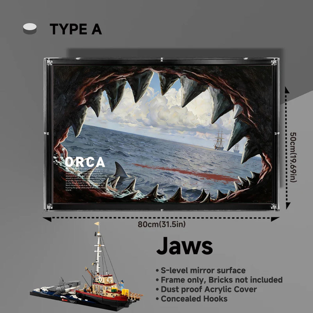 Acrylic Wall Mount Display frame for LEGO® IDEAS 21350 Jaws