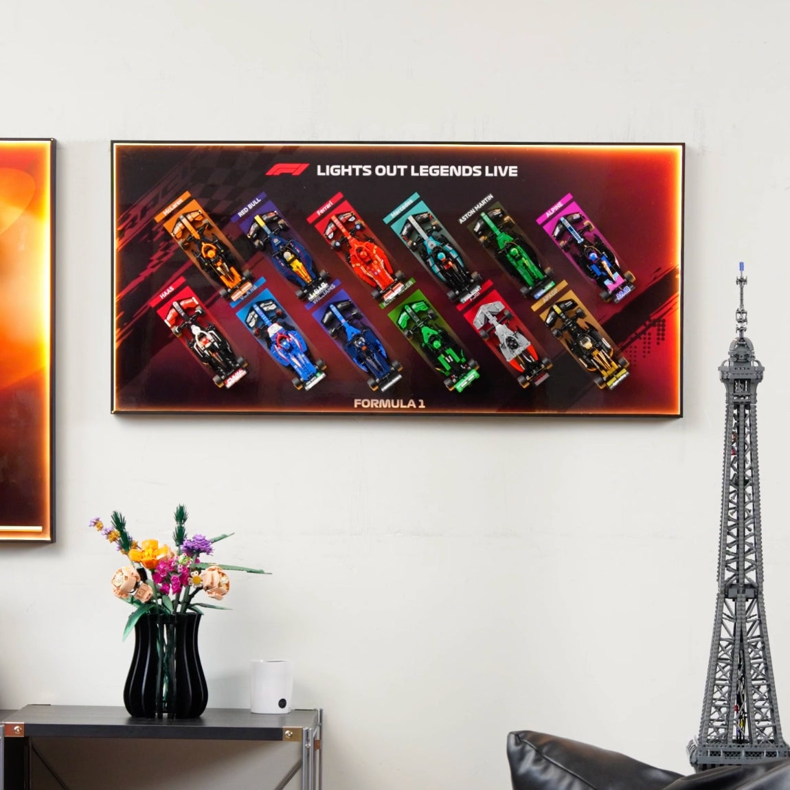 Wall Display Frame for LEGO® 12x F1® Speed Champions F1 Cars