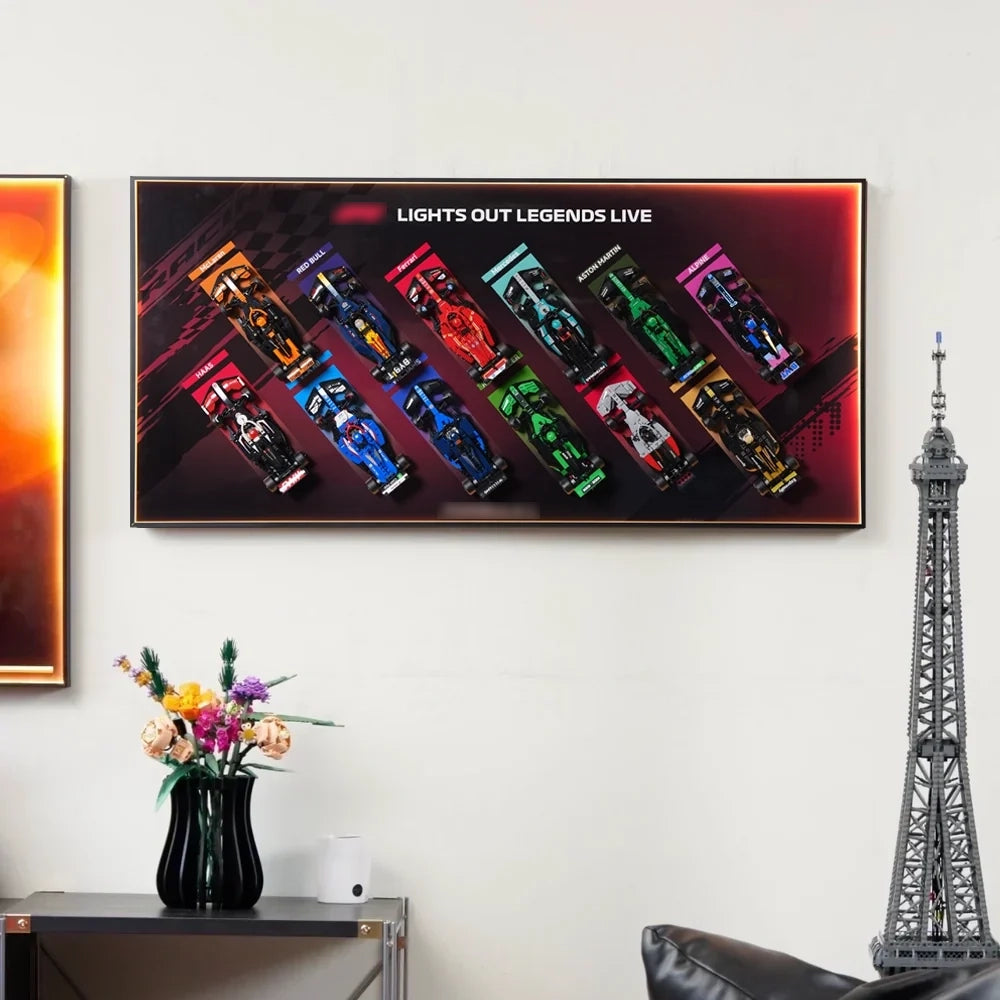 Wall Display Frame for LEGO® 12x F1® Speed Champions F1 Cars
