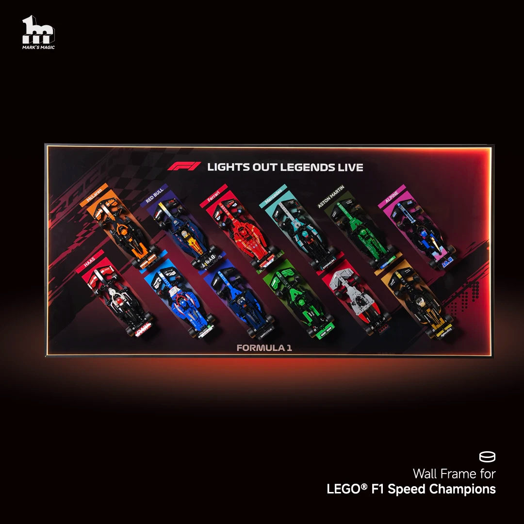 Wall Display Frame for LEGO® 12x F1® Speed Champions F1 Cars