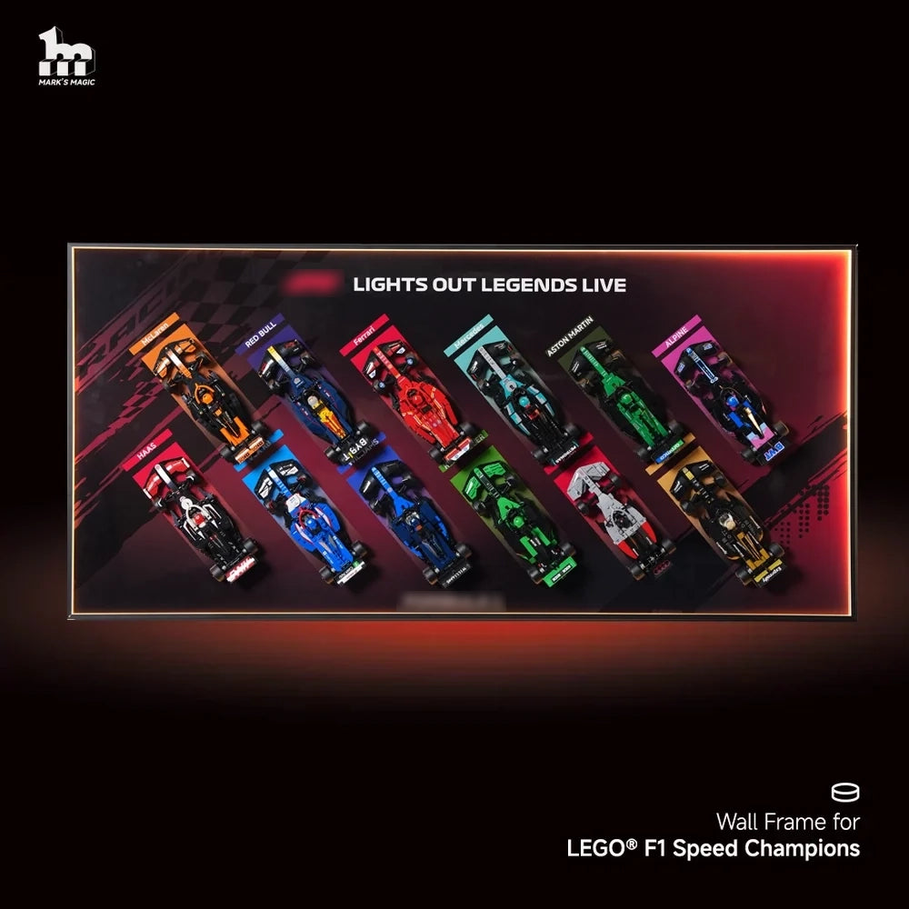 Wall Display Frame for LEGO® 12x F1® Speed Champions F1 Cars