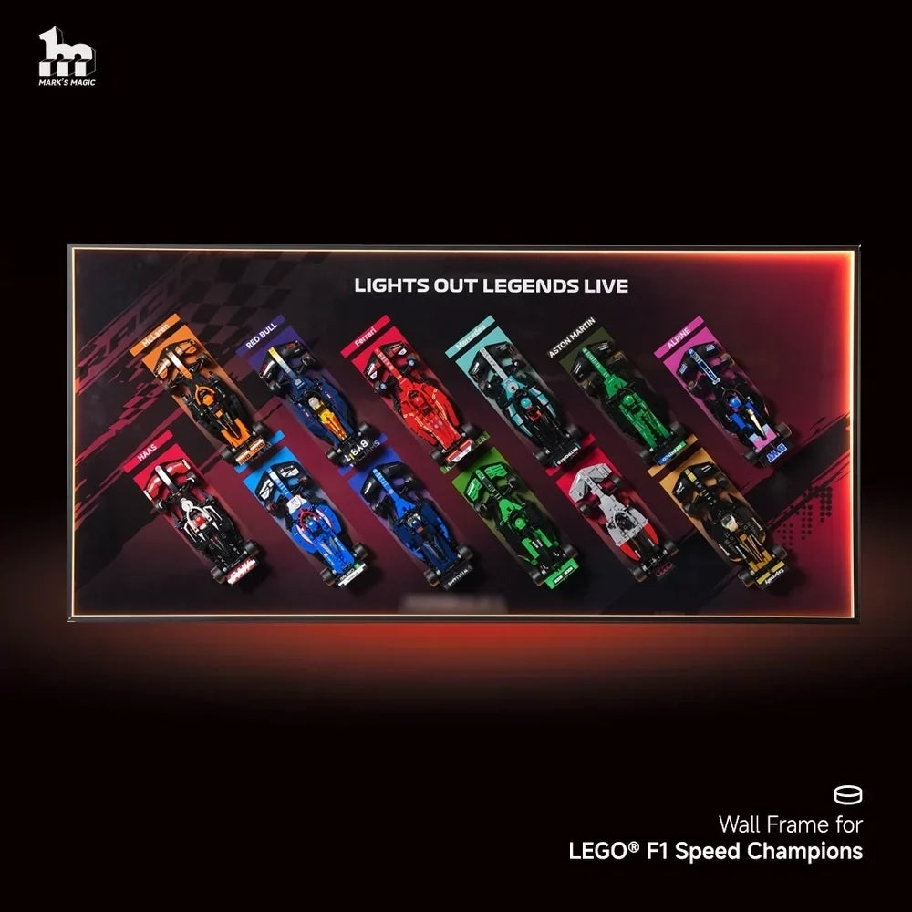 Wall Display Frame for LEGO® 12x F1® Speed Champions F1 Cars