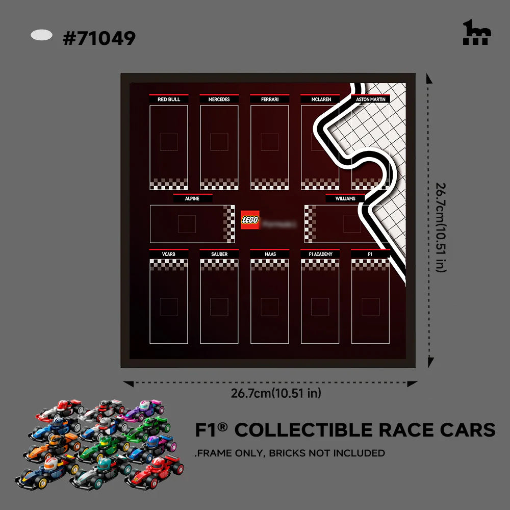 LEGO® F1® Collectible Race Cars display case in home