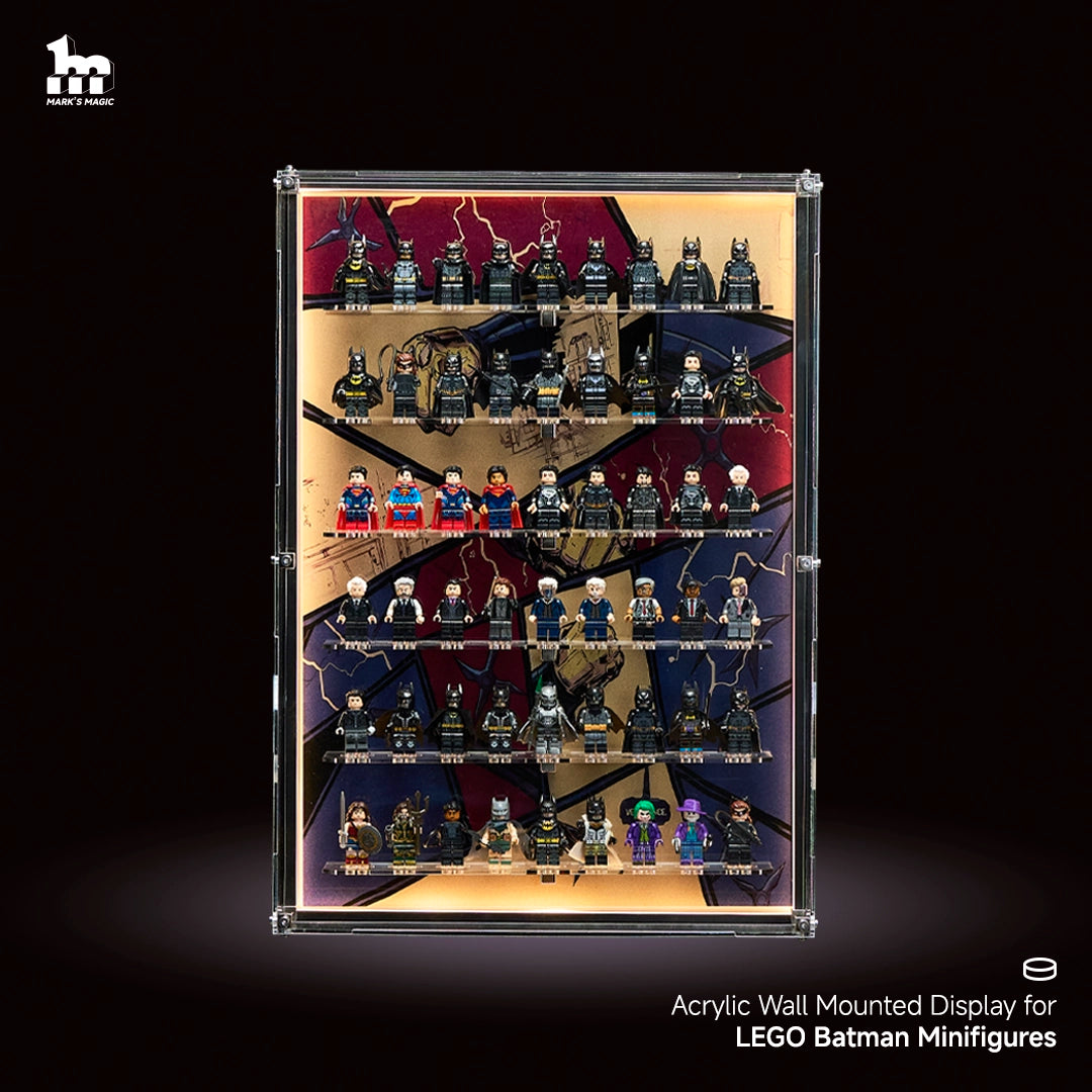 【PREMIUM】 Dust Proof Light-Up Wall mounted Display Case for LEGO Minifigures