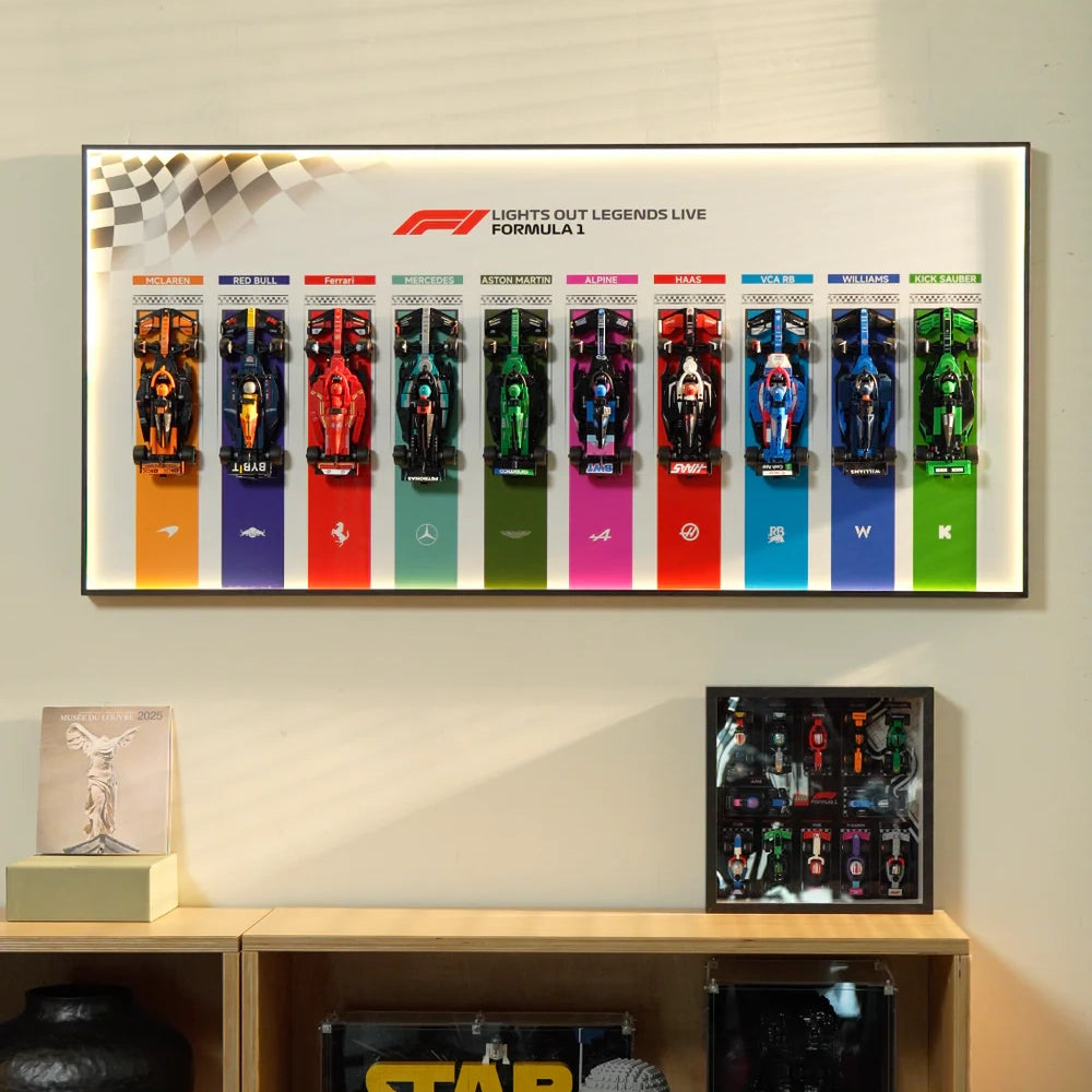 Wall Display Frame for LEGO® F1® Speed Champions F1 Cars Plus