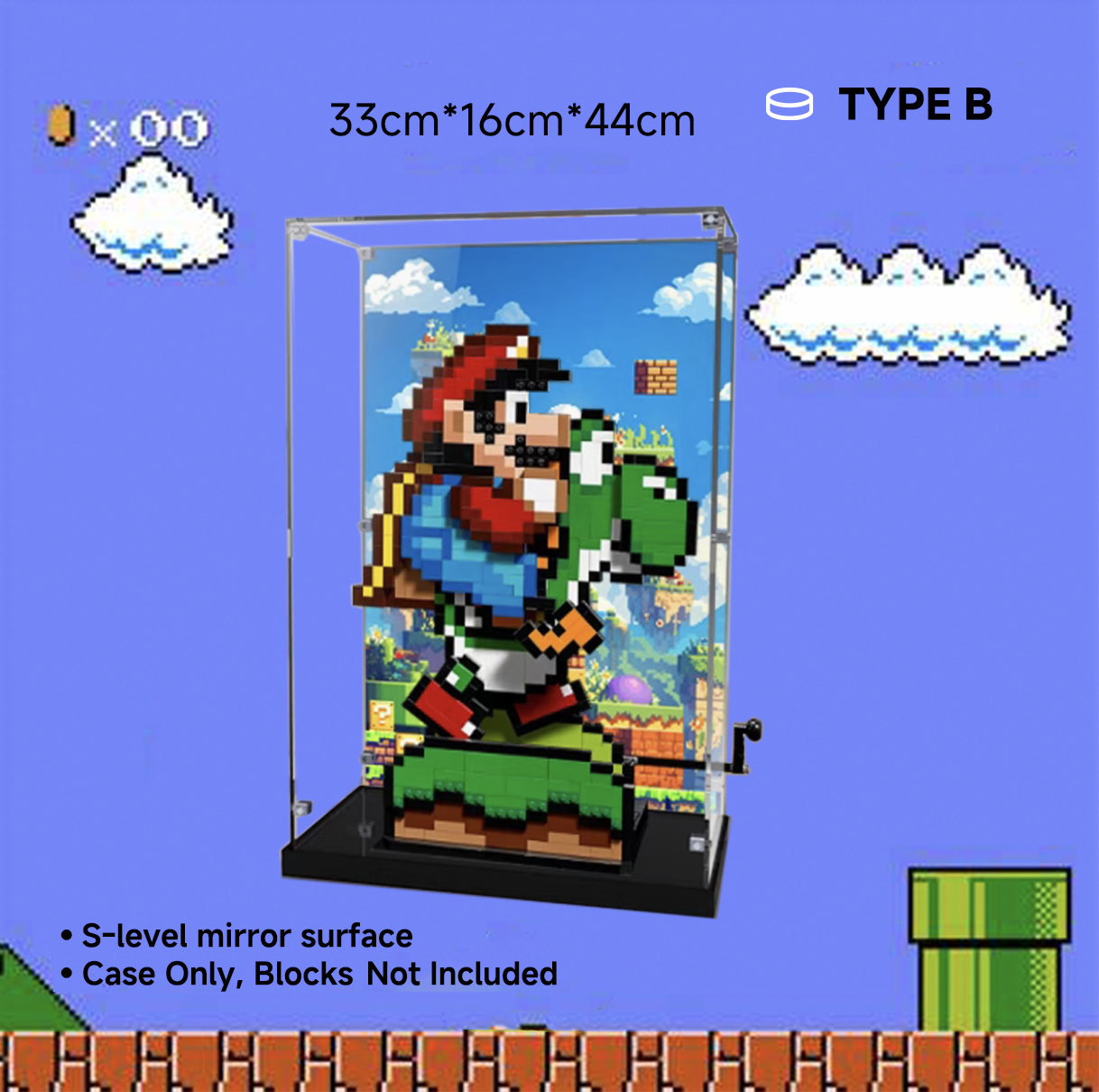 LEGO® 71438 Mario and Yoshi Acrylic Display Case (Complimentary Mario phone case)