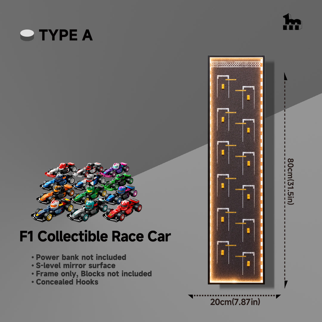 F1 collectble Race Car display wall mount Light frame TYPE A