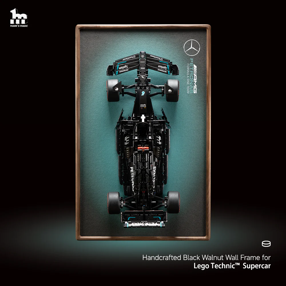 Premium LEGO® Technic™ Display Frame Handcrafted Black Walnut Wood.
