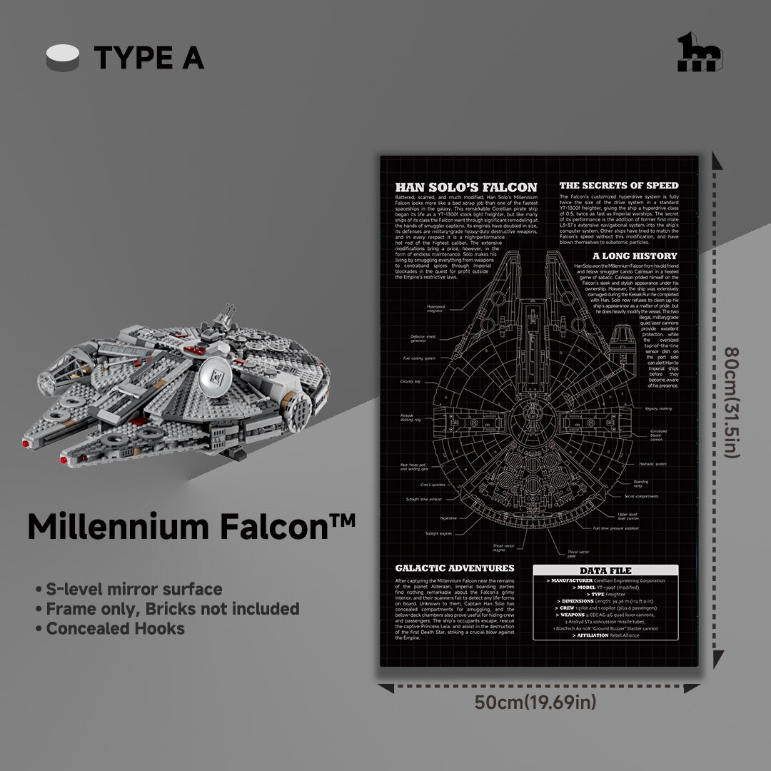 Display frame for LEGO® STAR WARS™ 75257 Millennium Falcon™