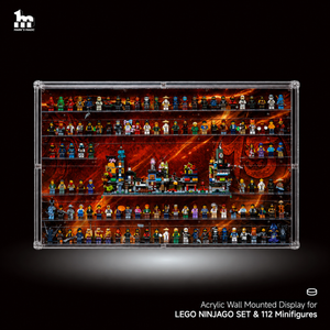 【PREMIUM LIGHT-UP】 Dust Proof Wall mounted Display Case for lego NINJAGO SET & 112 Minifigures(set 40703,40704,40705,40706)