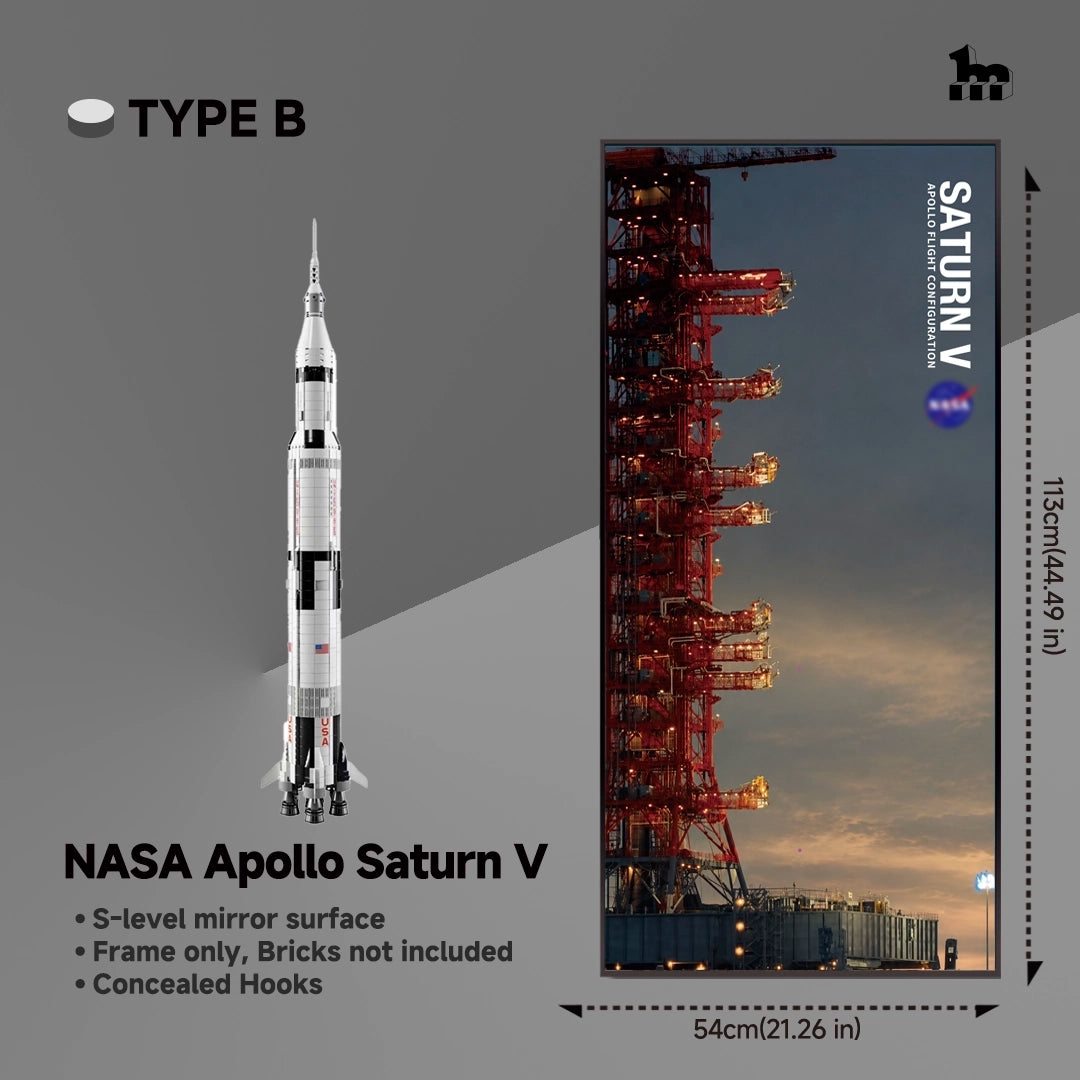 [Custom Acrylic Bracket Included] Wall Display Frame for LEGO® Ideas 92176 NASA Apollo Saturn V