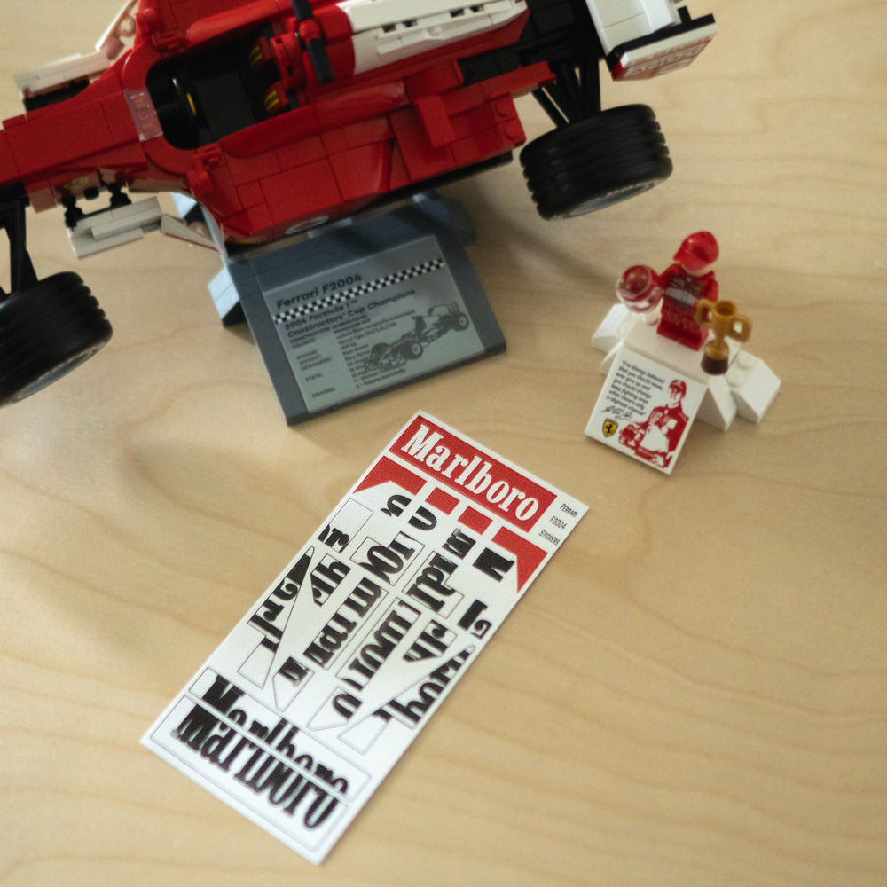 【Free Marlboro Sticker Included】LEGO® ICONS 11375 Ferrari F2004 & Michael Schumacher Ultra Acrylic Display Case