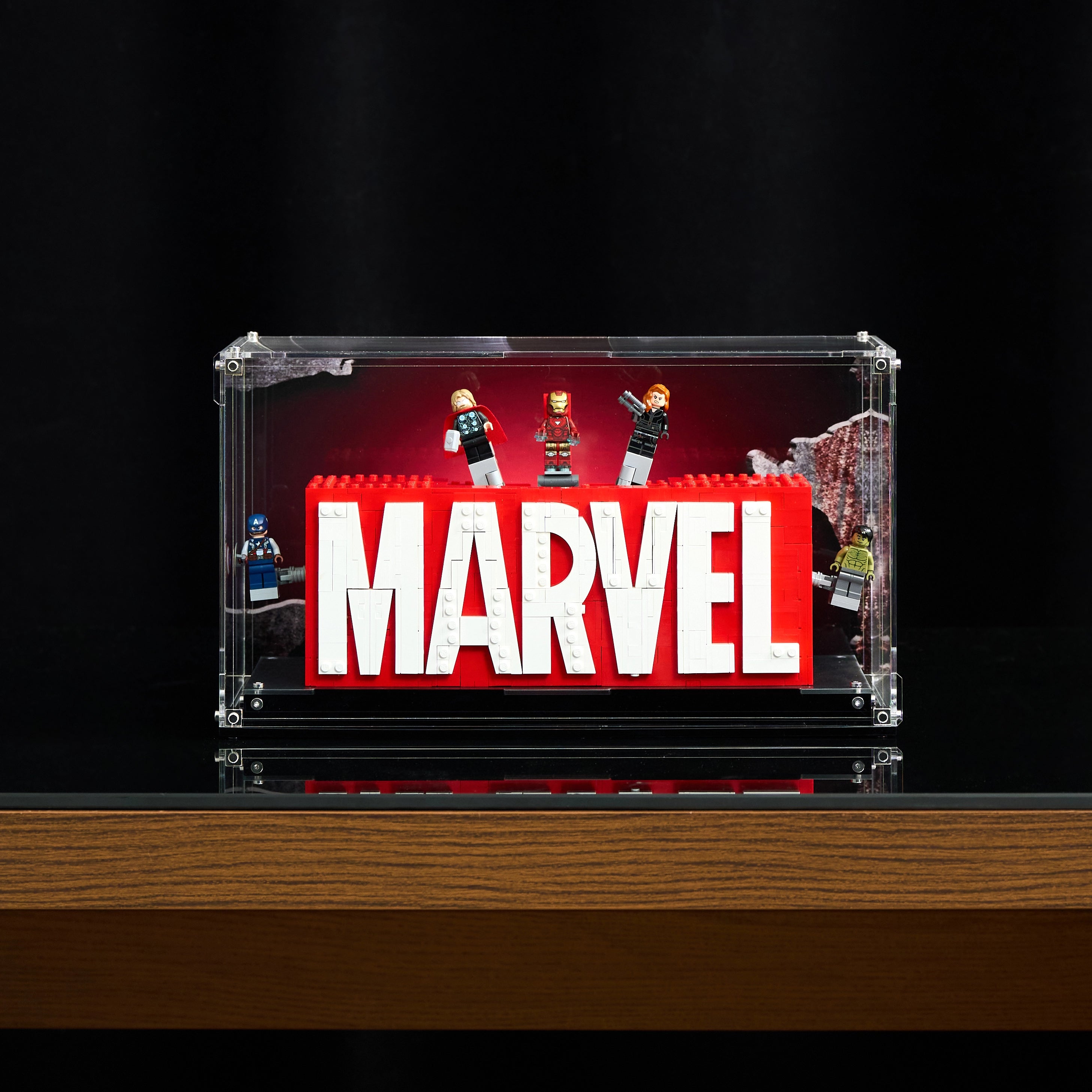 【PREMIUM】 Display Acrylic Case For LEGO Marvel 76313 MARVEL Logo