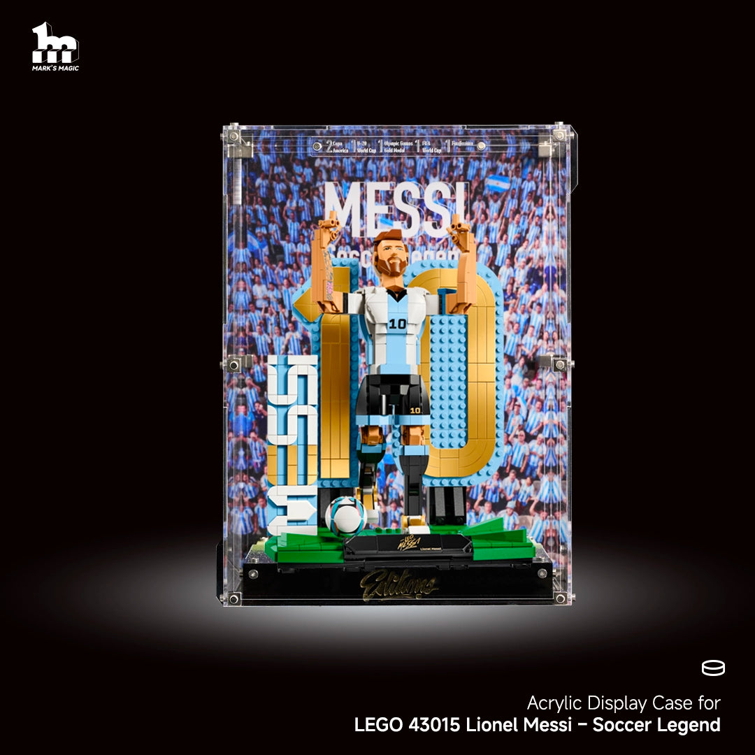 【PREMIUM】 Display Case For LEGO Editions 43015 Lionel Messi – Soccer Legend