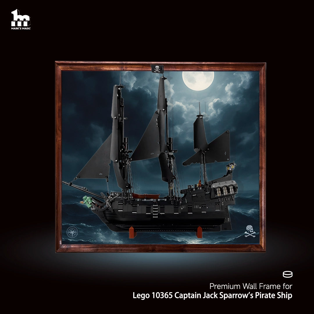 Premium LEGO® Display Frame Handcrafted Black Walnut Wood for Lego ICONS 10365 Captain Jack Sparrow's Pirate Ship
