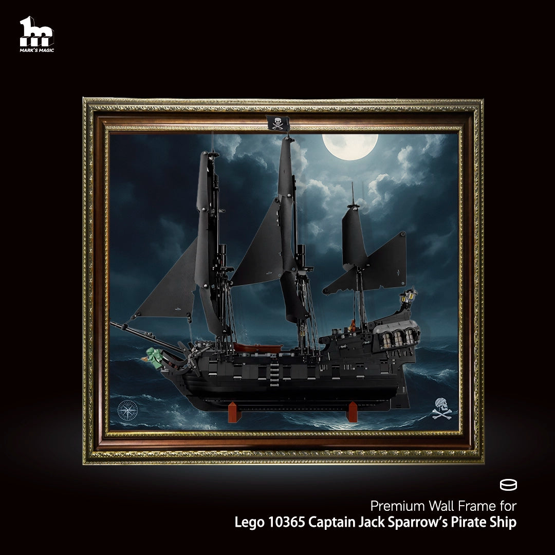 Premium LEGO® Display Frame Handcrafted Black Walnut Wood for Lego ICONS 10365 Captain Jack Sparrow's Pirate Ship
