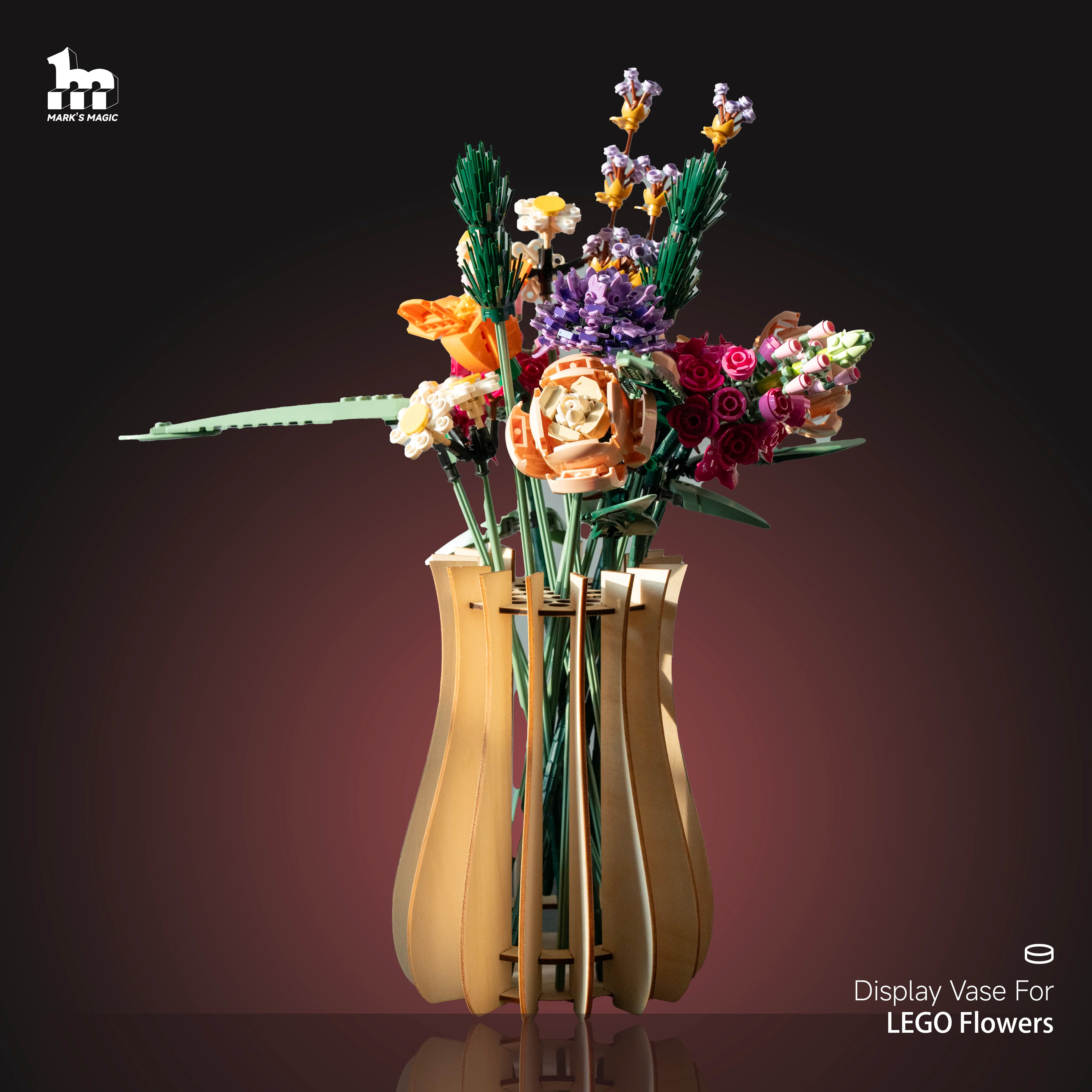 DISPLAY WOOD PUZZLE VASE FOR LEGO® FLOWERS