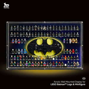 【PREMIUM AVEC ÉCLAIRAGE】 Vitrine murale anti-poussière pour logo LEGO Batman et 112 figurines Batman
