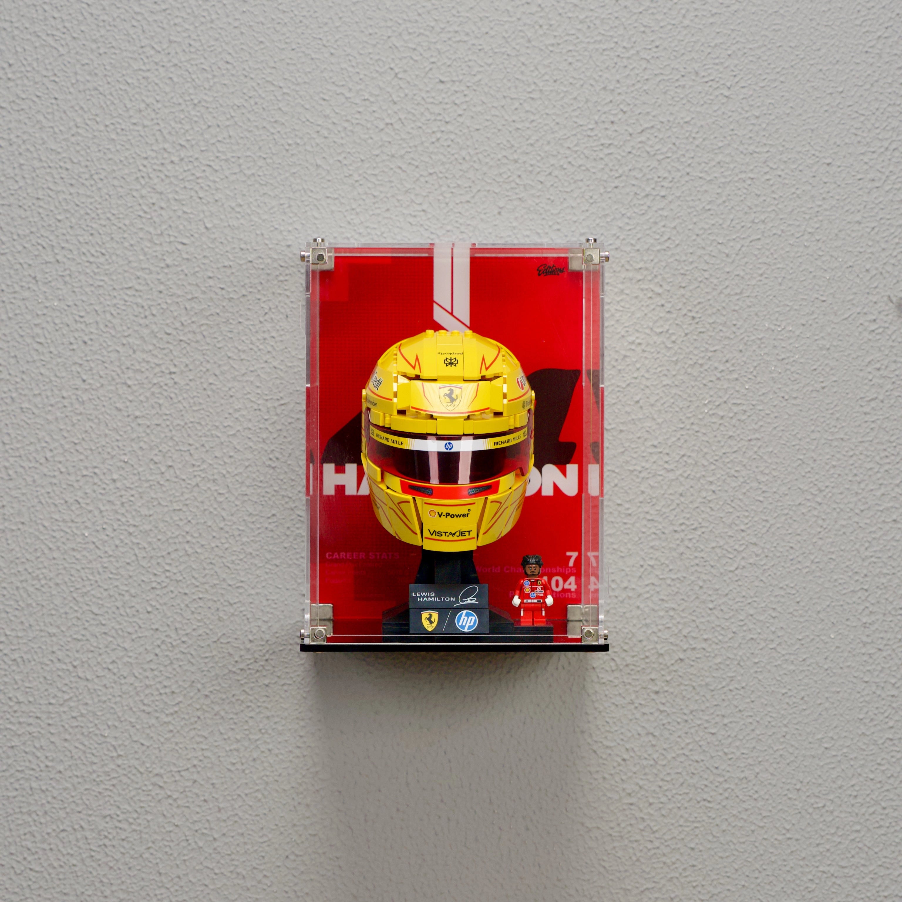 Wall mounted Display Case For LEGO® Editions F1 43022 Hamilton’s Helmet