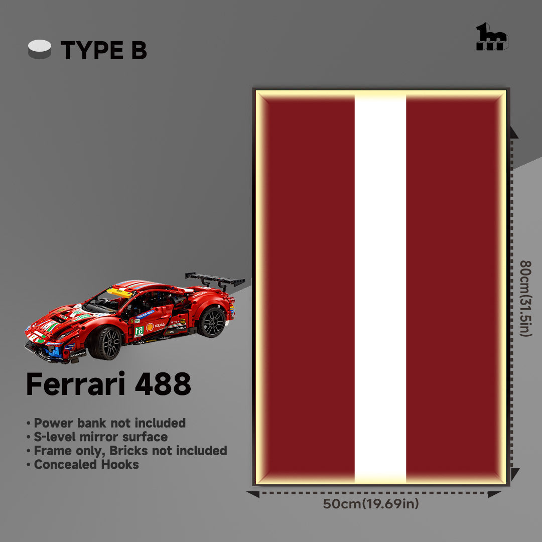 Lego Ferrari 488 car frame for wall mount