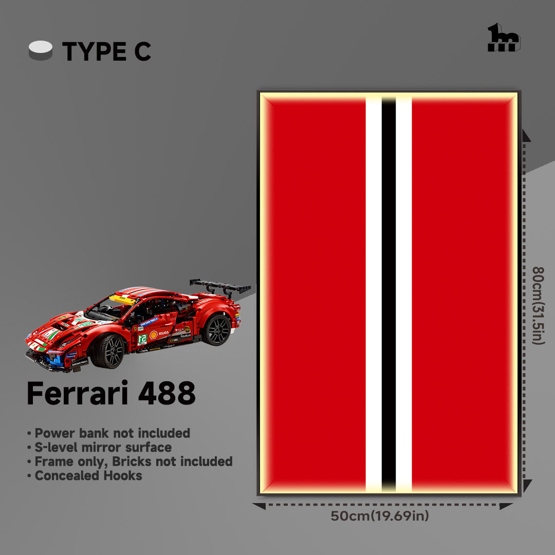 Lego Ferrari 488 car frame for wall mount