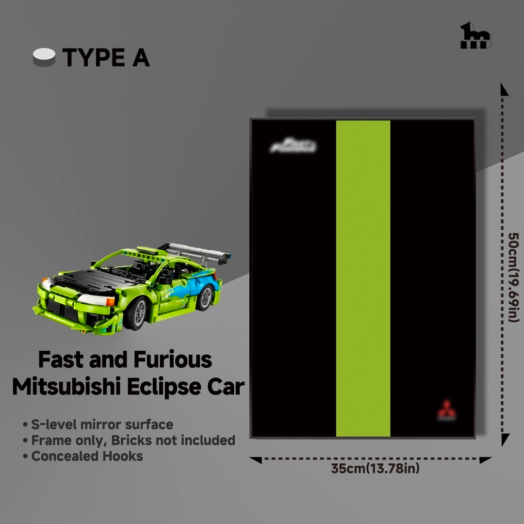 Wall Display Frame For Lego Technic 42229 Fast and Furious Mitsubishi Eclipse Car