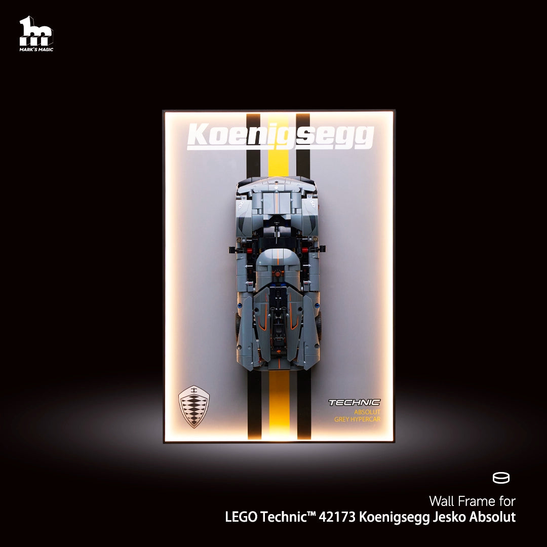 Wall Display frame for LEGO®  Technic™ 42173 Koenigsegg Jesko Absolut Grey Hypercar