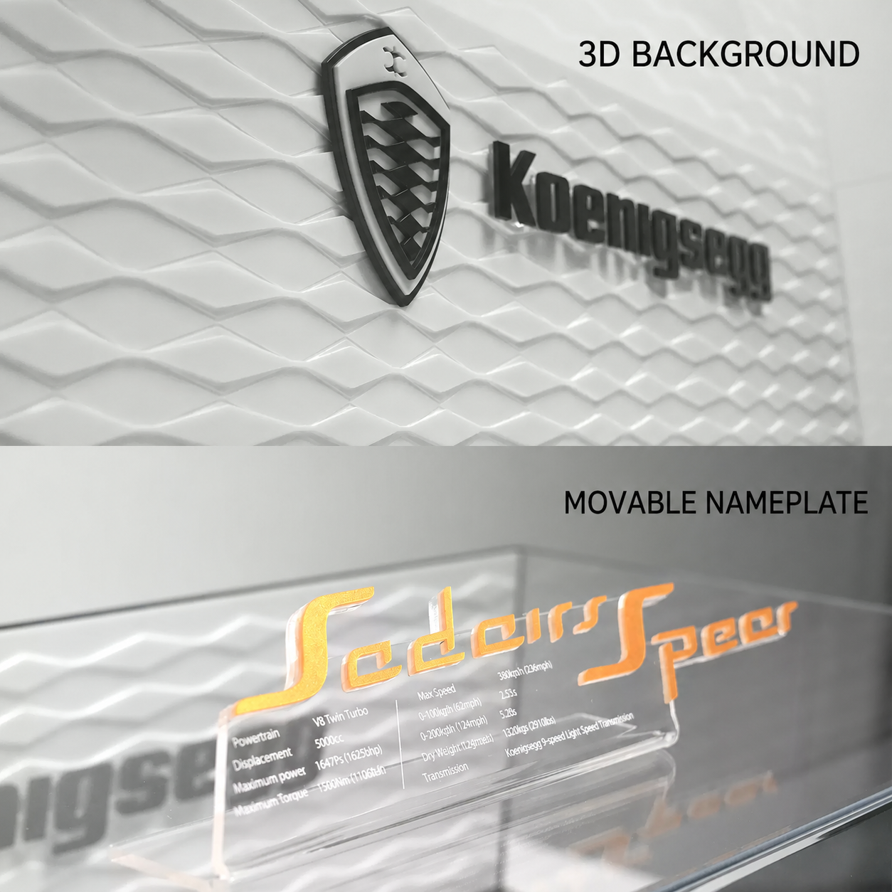 【Designer Edition】 LEGO® Technic™ 42232 Koenigsegg Sadair's Spear Megacar Acrylic Display Case.