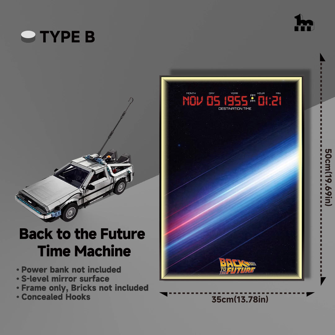 Wall Display frame for LEGO® ICONS™ 10300 Back to the Future Time Machine