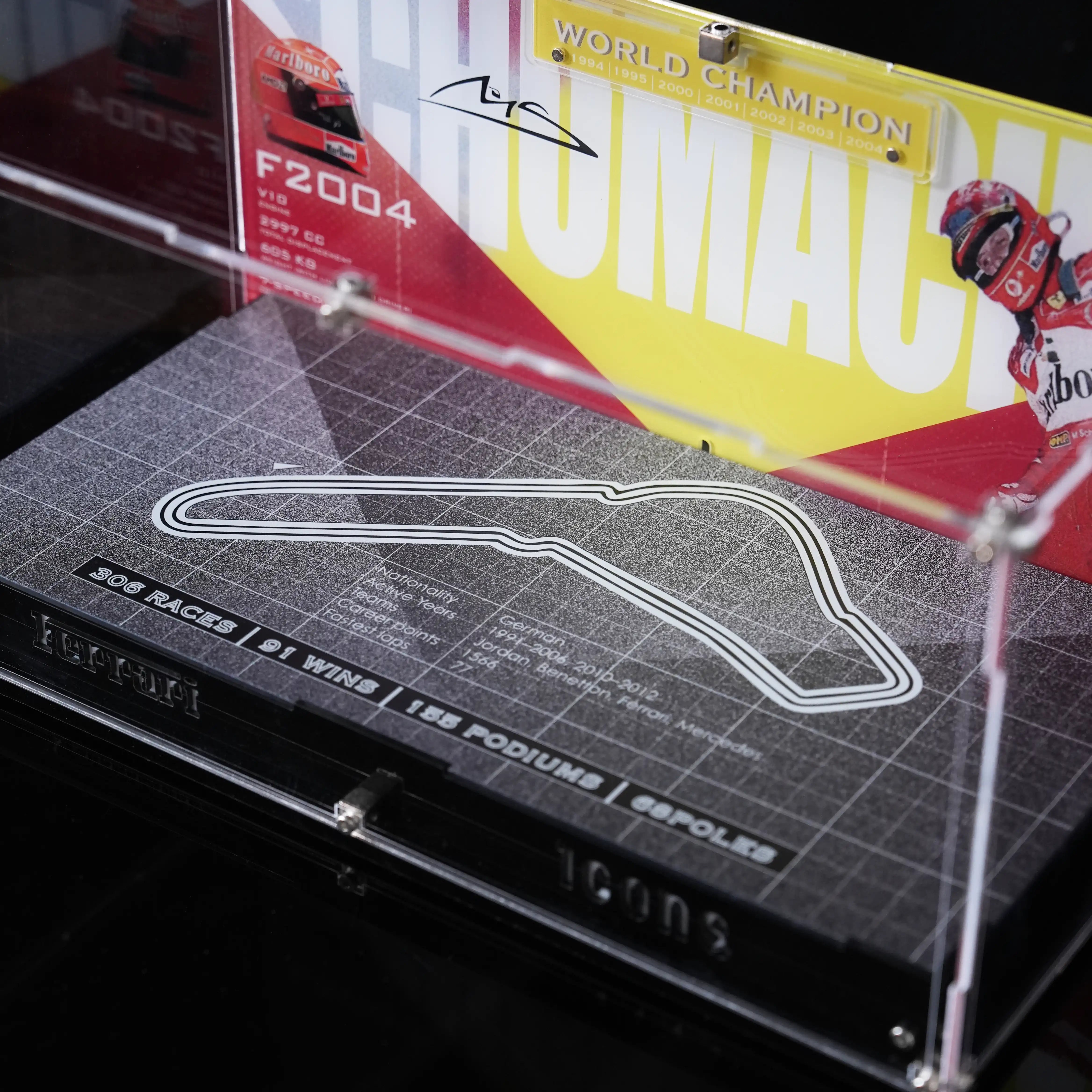 【Free Marlboro Sticker Included】LEGO® ICONS 11375 Ferrari F2004 & Michael Schumacher Ultra Acrylic Display Case
