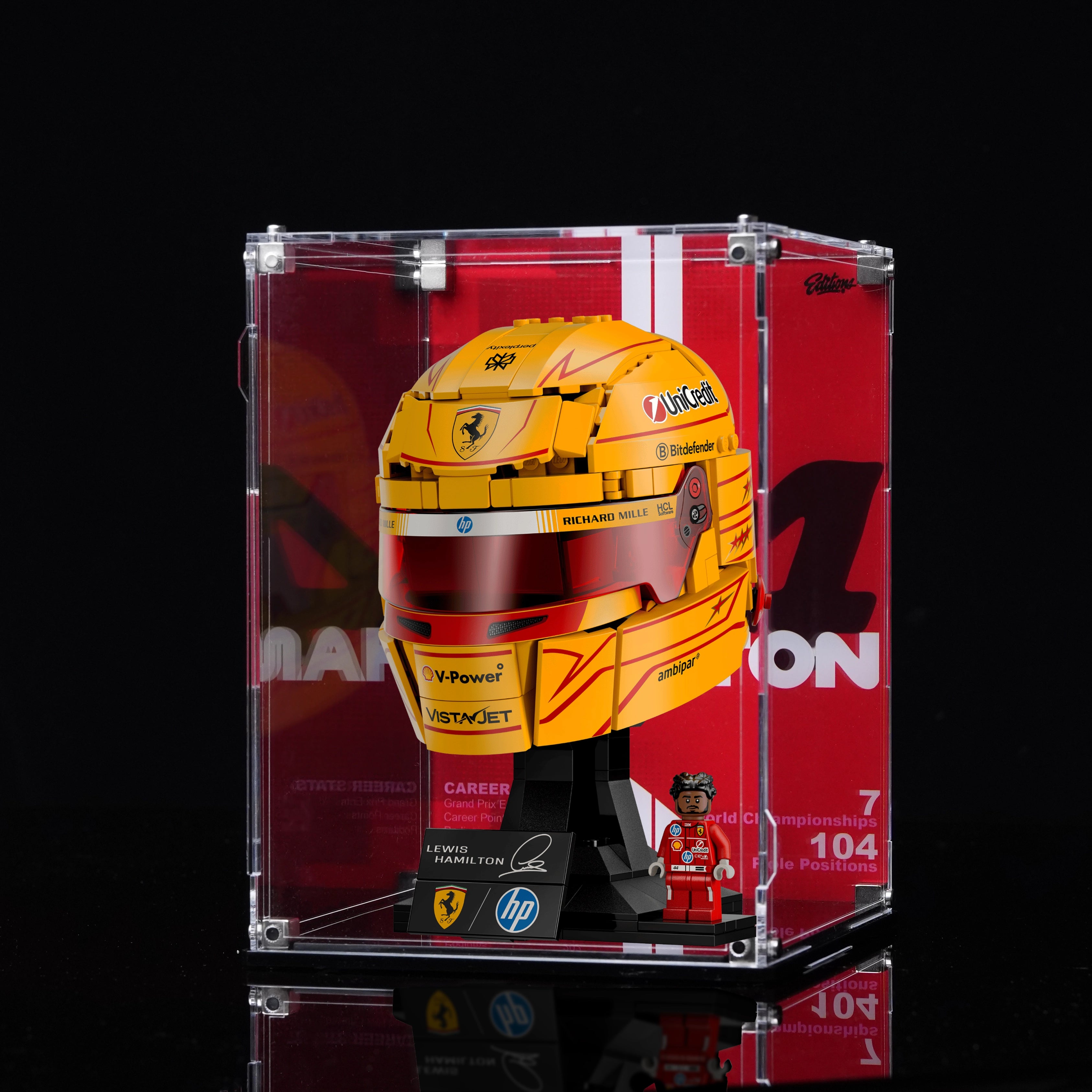 Wall mounted Display Case For LEGO® Editions F1 43022 Hamilton’s Helmet