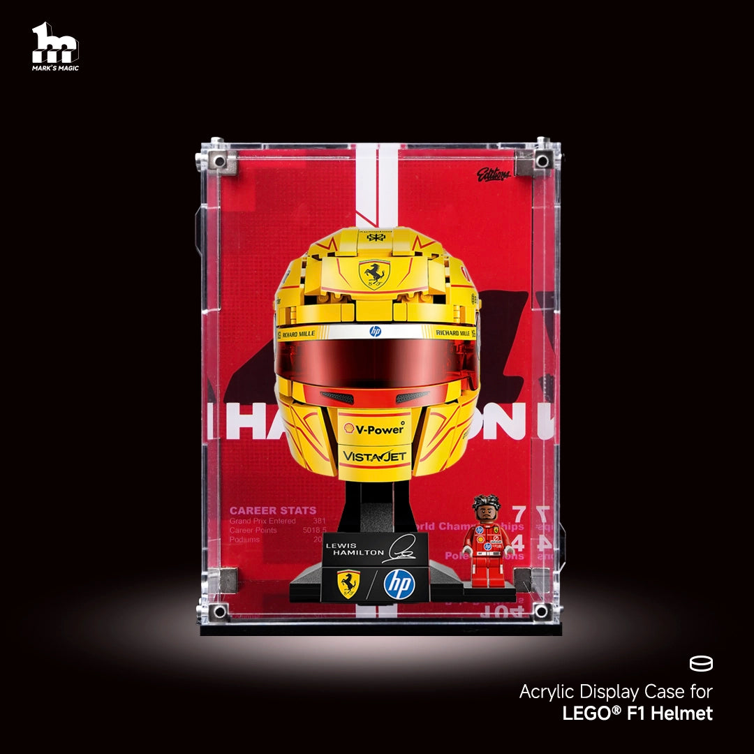 Wall mounted Display Case For LEGO® Editions F1 43022 Hamilton's Helme