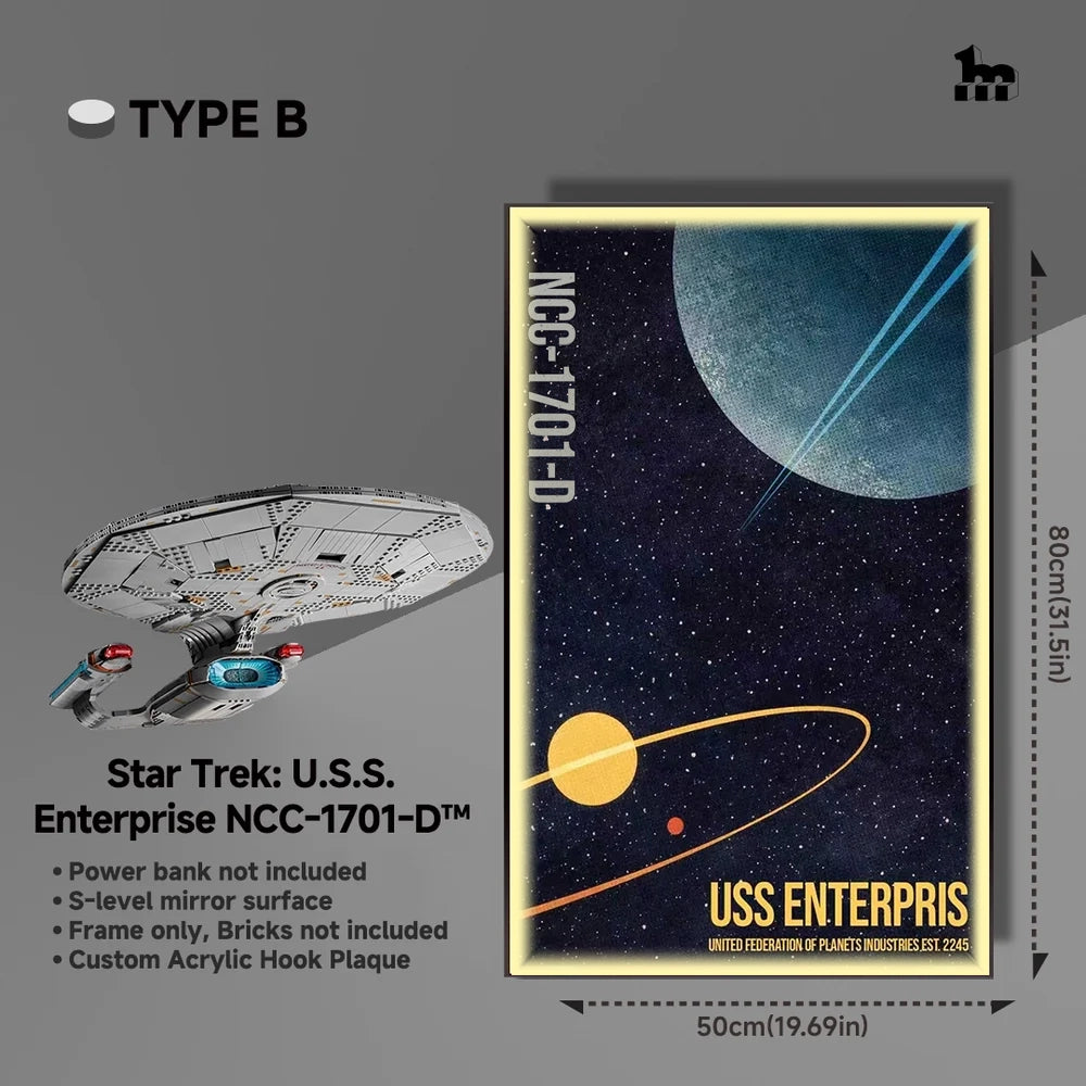Acrylic Wall Mount Display frame for LEGO® ICONS 10356 Star Trek: U.S.S. Enterprise NCC-1701-D™