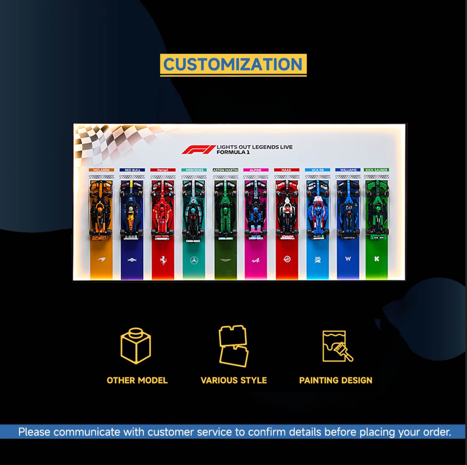 Customization --- Wall Display Frame For LEGO® and Mocs Speed Champions Model