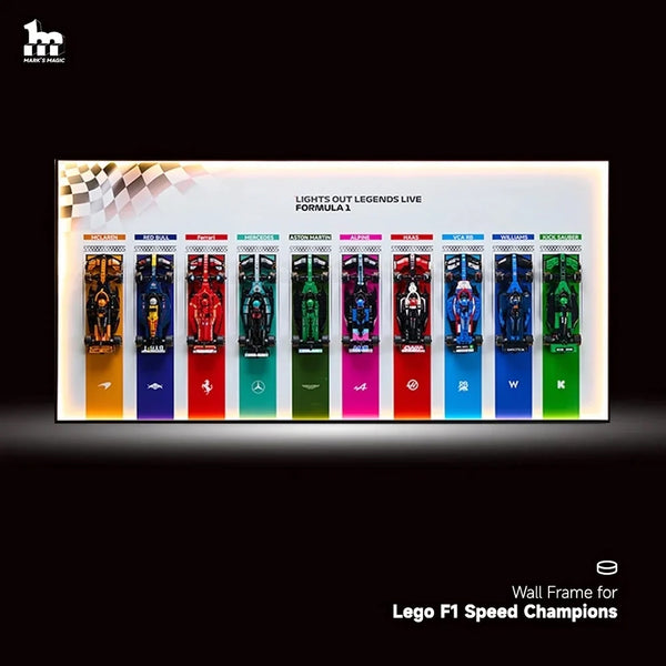 Wall Display Frame for LEGO® F1® Speed Champions F1 Cars Plus