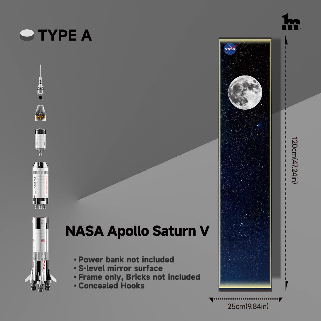 Wall Display Frame For LEGO® Ideas 92176 NASA Apollo Saturn V