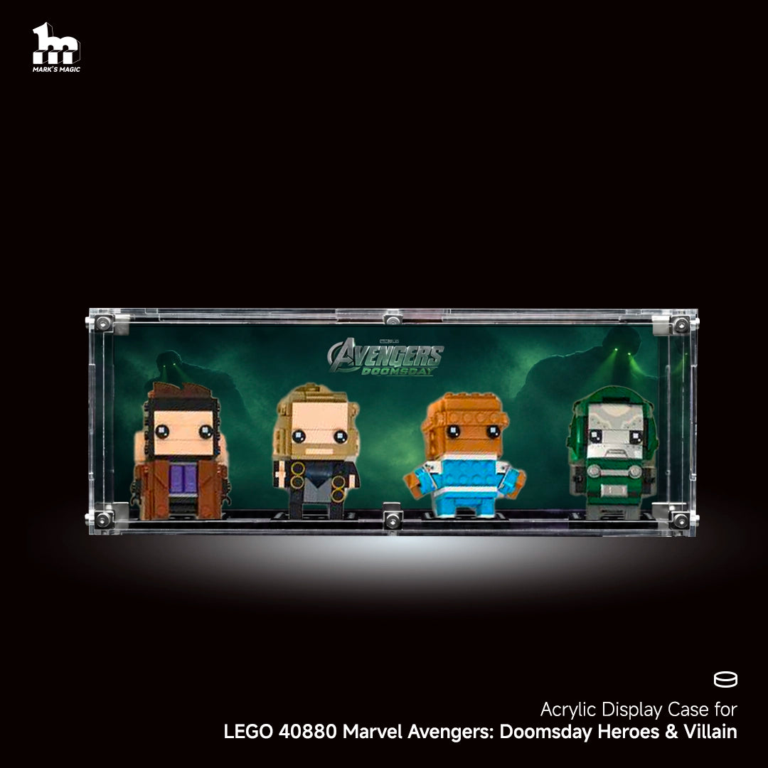 【PREMIUM】Display case For  LEGO® 40880 Marvel BrickHeadz Avengers: Doomsday Heroes & Villain
