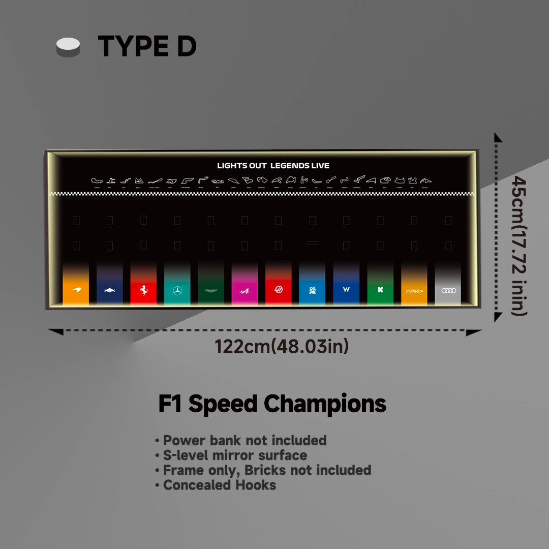 Wall Display Frame for LEGO® 12x F1® Speed Champions F1 Cars